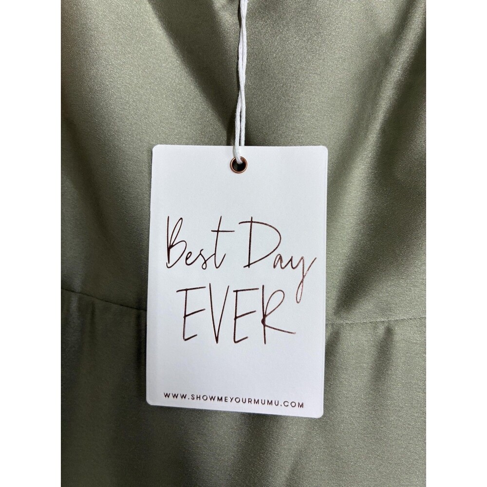 Show Me Your Mumu Faith Maxi Dress Womens Small Green Satin V Neck Wedding - Picture 13 of 16